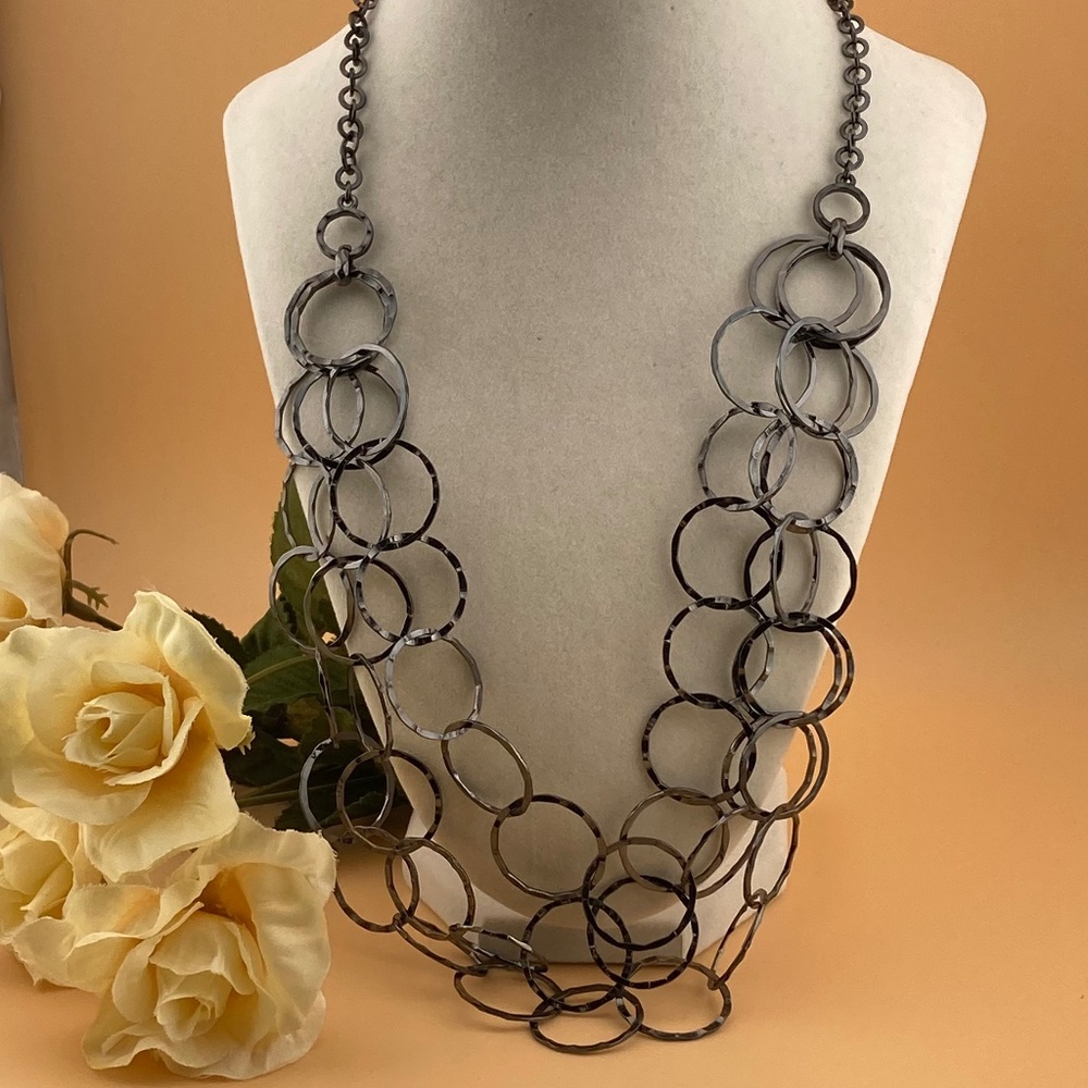 WHBM Gun Metal Loop Necklace